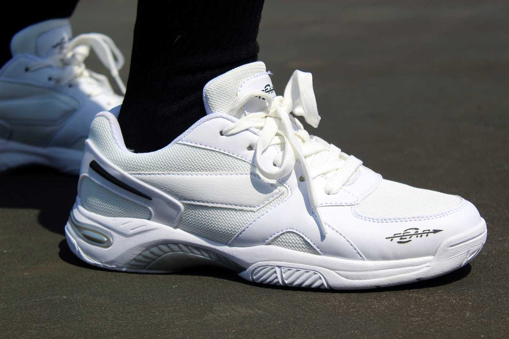Men's High Arch Firm Support All-In-One White Walking Shoes, Comfort & Performance Style